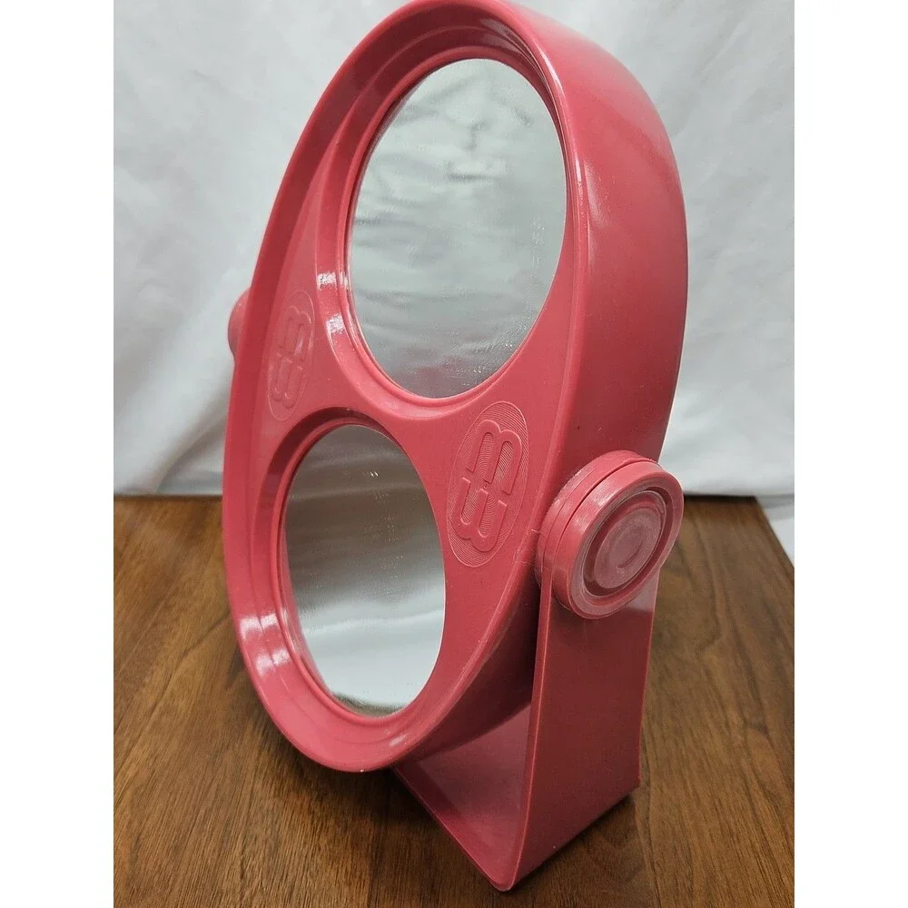 Vintage Mauve Pink Makeup Vanity Mirror Swivel Stand OR Wall Mount w 3 Mirrors